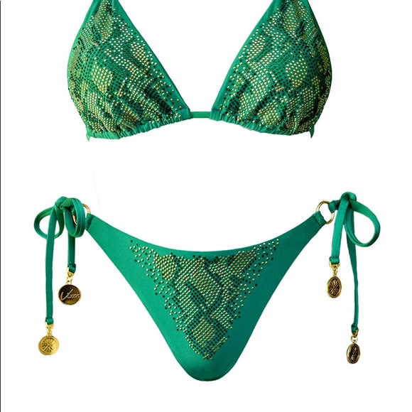 🐍 GREEN & Gold snake Bikini Bottom WaterVixenSwim - Picture 5 of 10